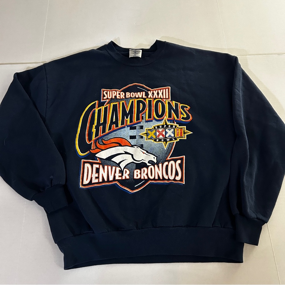 VINTAGE Denver Broncos Sweatshirt Men XL Super Bowl XXXII 1998 Champion